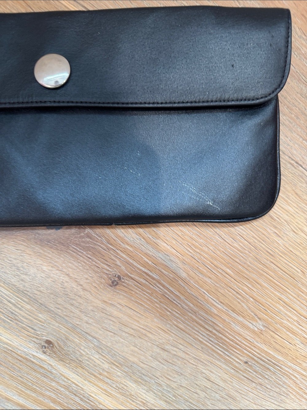 Kooba Black Leather Wristlet Clutch with Silver Ring - Picture 2 of 3